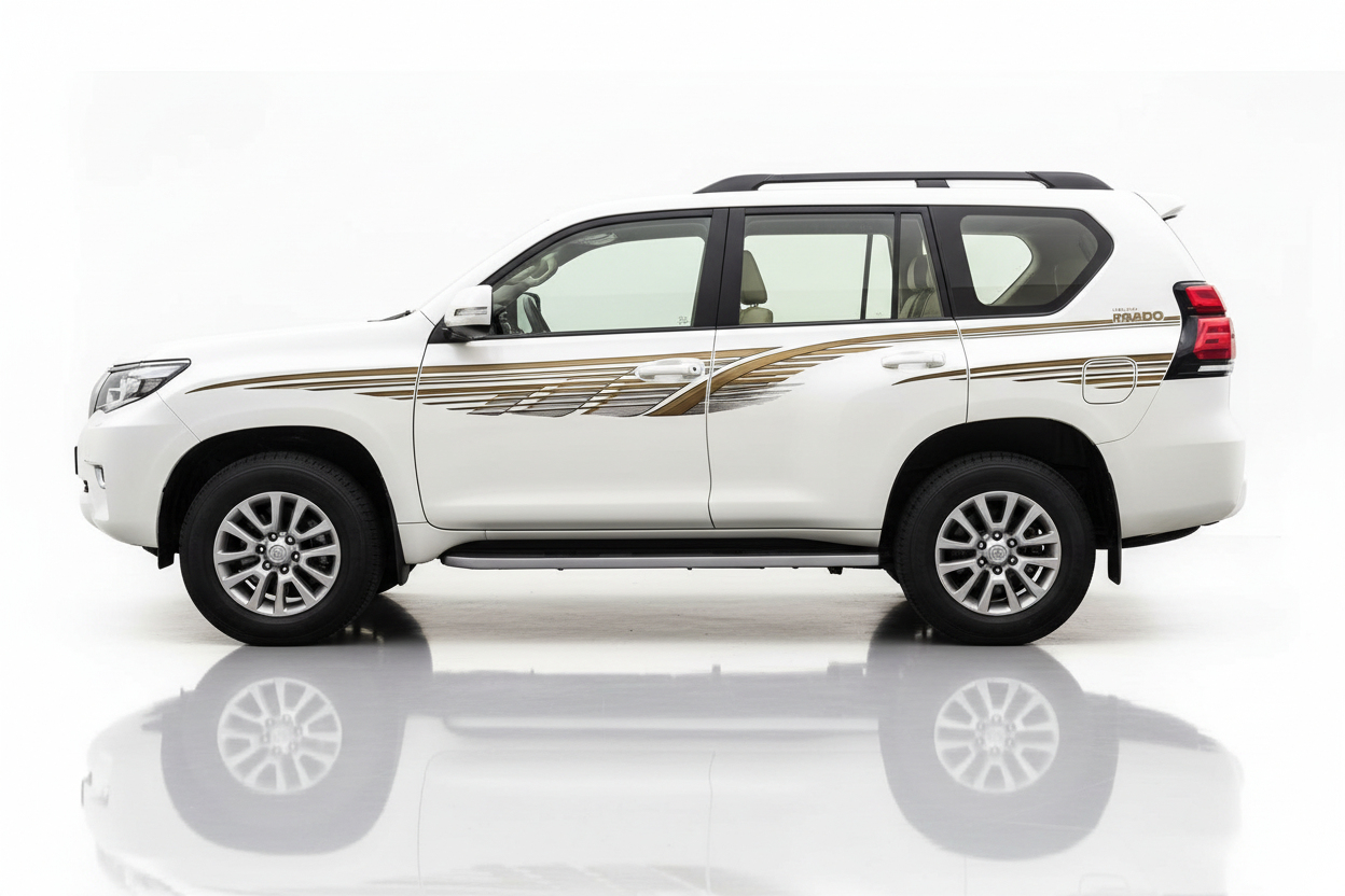 Land Cruiser with gold and black geometric stripes