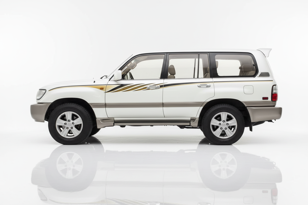 Land Cruiser with gold angular stripes facing left