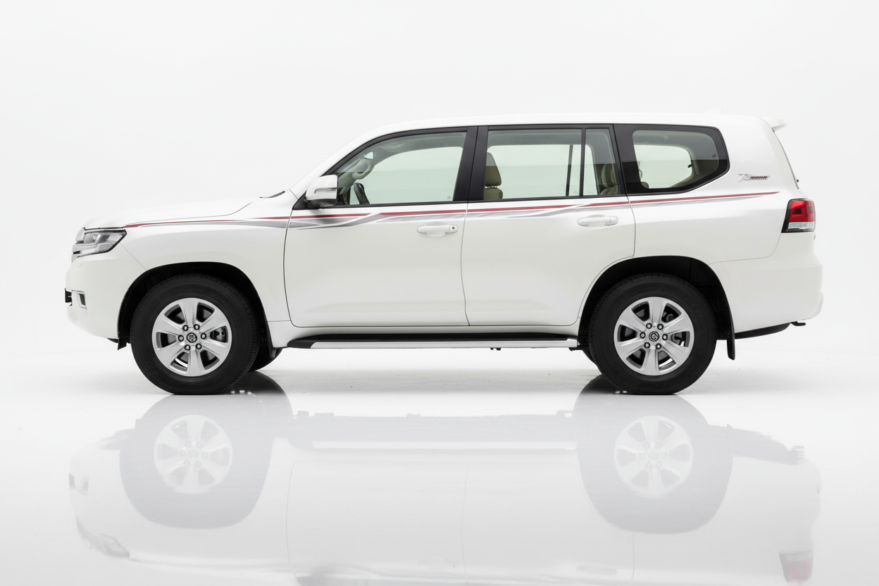 White Land Cruiser showroom image