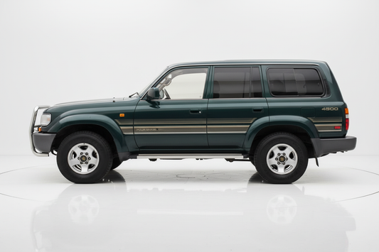 Dark green Land Cruiser front facing left
