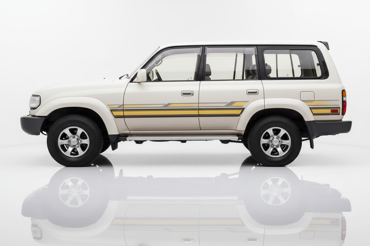Land Cruiser with gold and black stripes