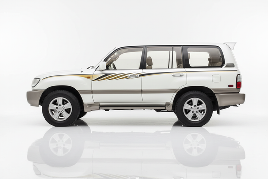 Land Cruiser with gold angular stripes facing left
