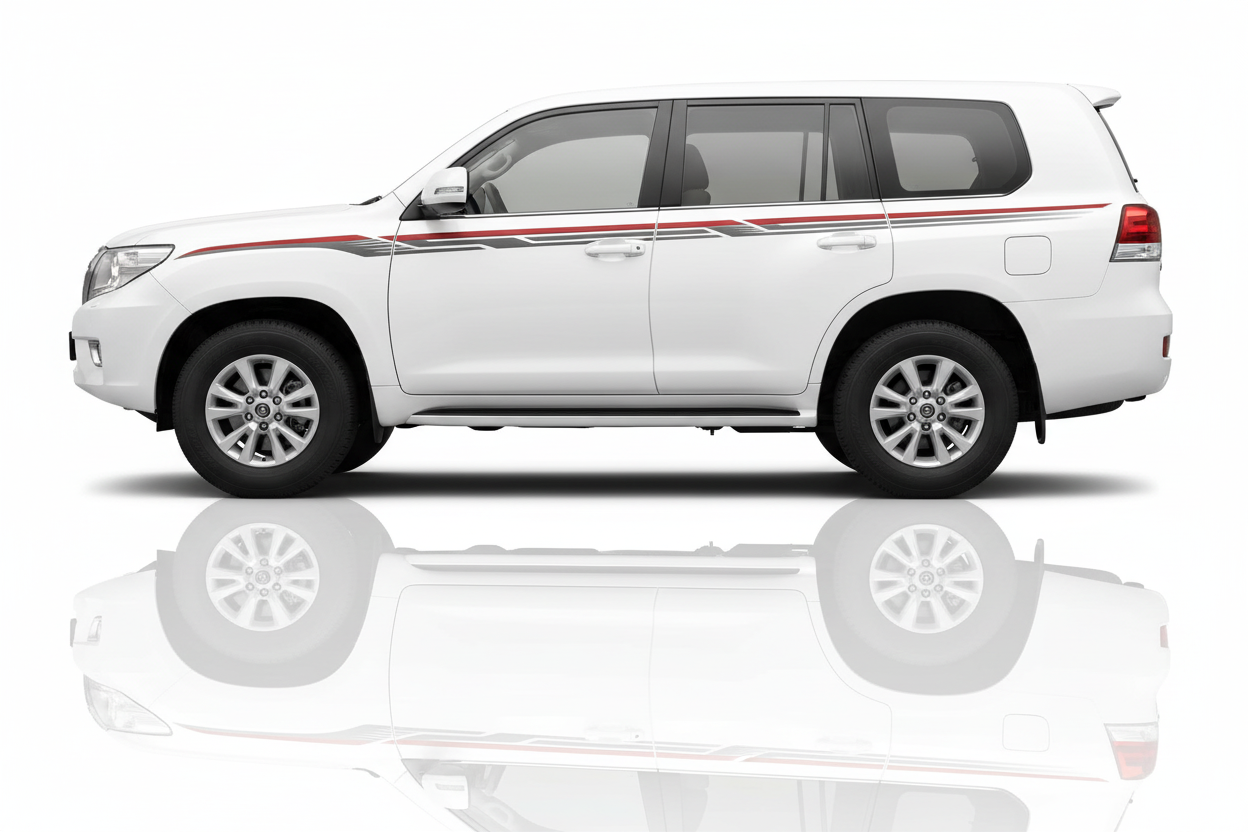 Land Cruiser with red stripes
