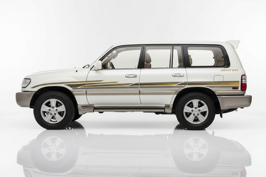 White Land Cruiser with gold stripes and 4500 marking
