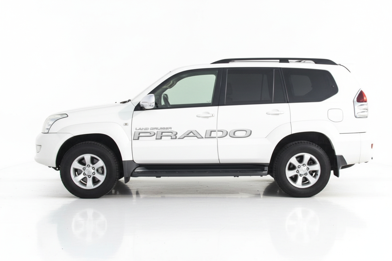 White Prado with LAND CRUISER PRADO outlined text