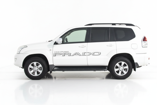 White Prado with LAND CRUISER PRADO outlined text