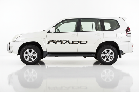 White Prado with LAND CRUISER PRADO text graphics