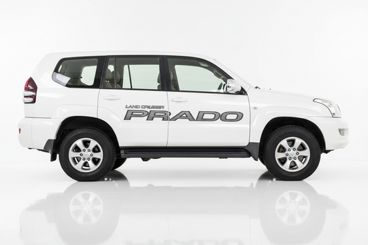 White Prado with LAND CRUISER PRADO text graphics