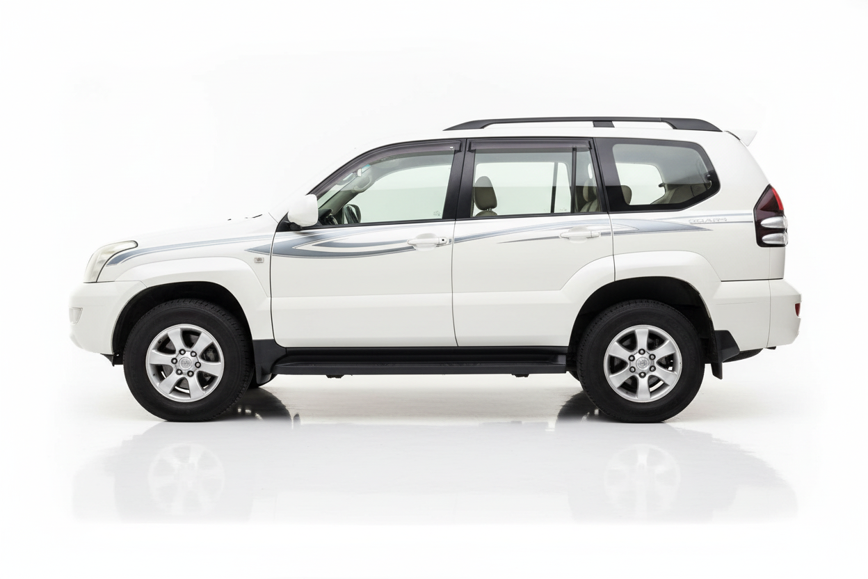 White Prado with silver flowing stripes