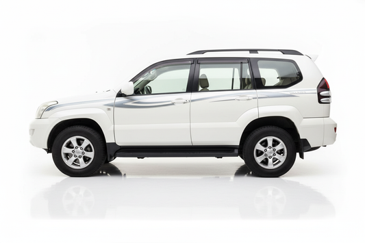 White Prado with silver flowing stripes